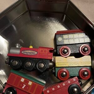 Red and Green Wooden Train Set
